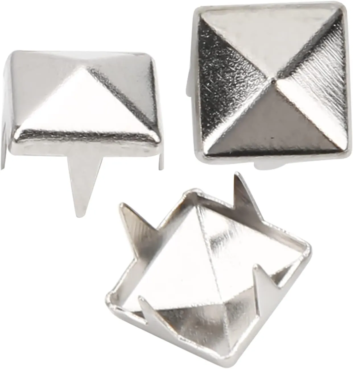 400Pcs Square Rivet, 4mm/5mm/6mm/7mm 4 Prongs Brass Nailhead Spikes Punk Rivets for DIY Leathercraft Clothes Belt Bag Shoes Jewelry(6mm-Silver)