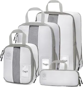 4/6 Set Compression Packing Cubes with lable for Travel, Expandable Packing Organizers, Carry On Luggage Suitcase Organizer Bags