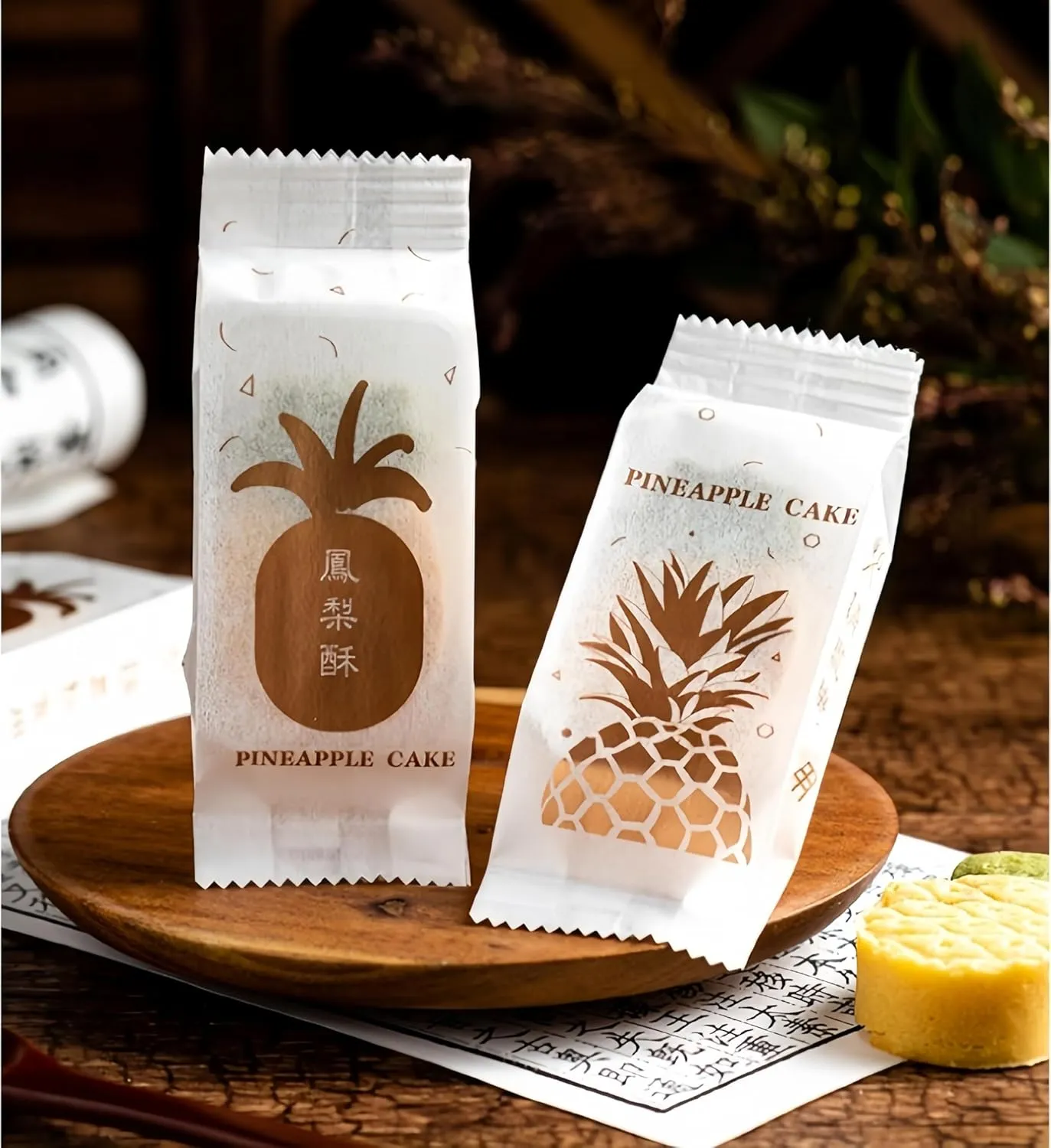 50 snack packaging bags, pineapple cake packaging, bakery cake candy cookies, glass paper bags