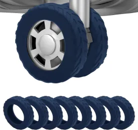 8Pcs Luggage Wheel Covers,Silicone Suitcase Cover for 2-2.4'' Spinner Wheel, Carry On Luggage Wheels Protector,Upgrade Suitcase Wheels Protective,Essential Travel Accessories (Midnight Blue-L)