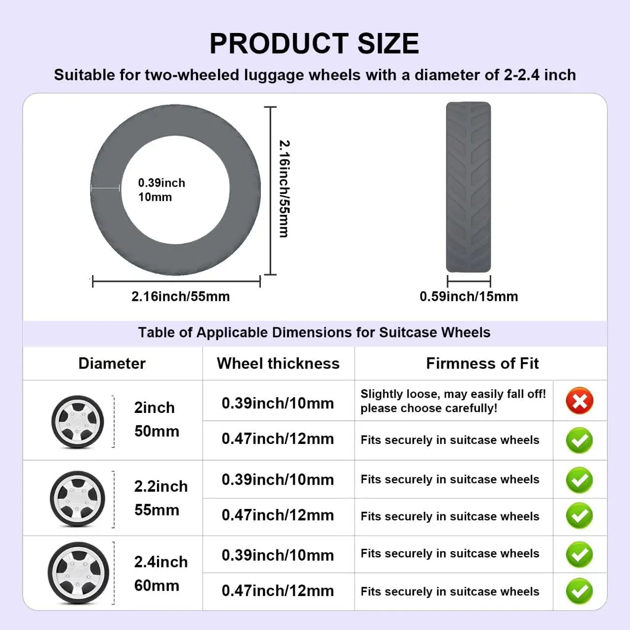 8Pcs Luggage Wheel Covers,Silicone Suitcase Cover for 2-2.4'' Spinner Wheel, Carry On Luggage Wheels Protector,Upgrade Suitcase Wheels Protective,Essential Travel Accessories (Midnight Blue-L)