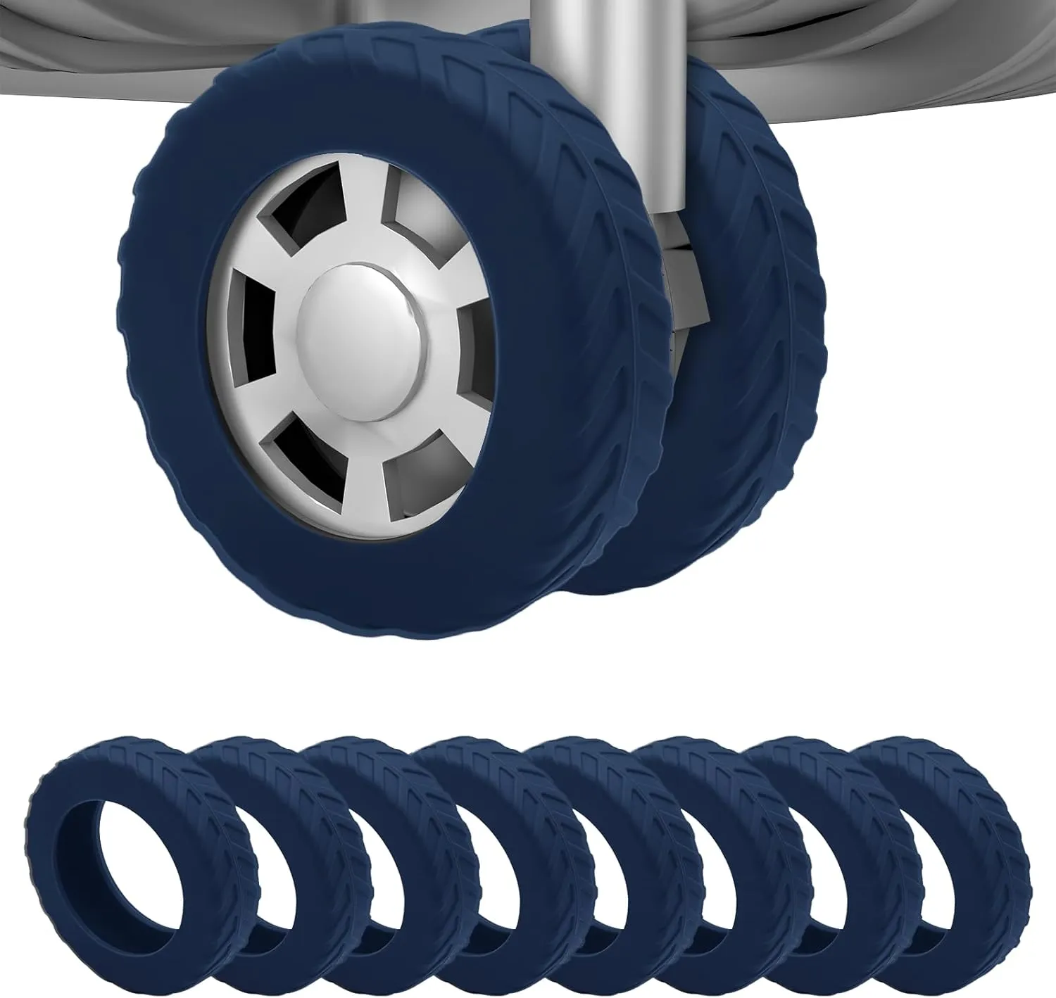 8Pcs Luggage Wheel Covers,Silicone Suitcase Cover for 2-2.4'' Spinner Wheel, Carry On Luggage Wheels Protector,Upgrade Suitcase Wheels Protective,Essential Travel Accessories (Midnight Blue-L)