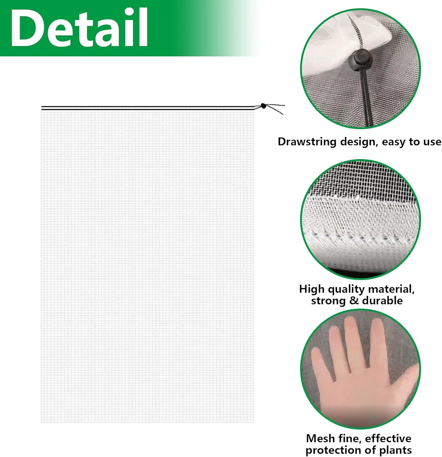 Alpurple 2 Pcs Insect Bird Barrier Netting Mesh with Drawstring- 4.9 x 3.2 Ft Garden Bug Netting Plant Cover- Fruit Tree Net for Protect Plant Fruits Citrus Flower from Insect Bird Eating