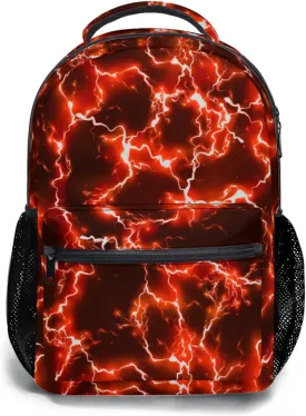 aportt Red Backpack for Boys Girls Cool Lightning Durable Casual Basic Kids Bookbag Lightweight School Bag for Teens Students Travel Daypack
