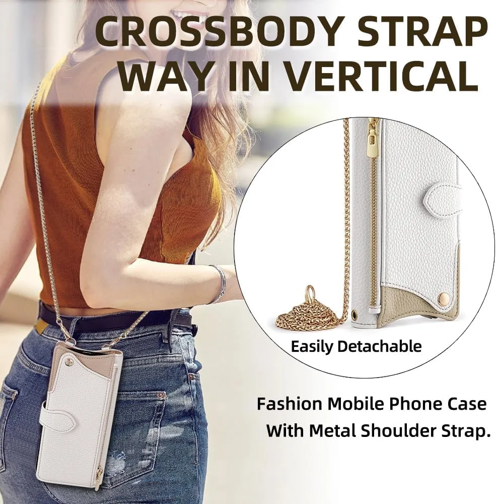 Asuwish Phone Case for Motorola Edge  Plus 2022/Edge X30/30 Pro Wallet Cover with Screen Protector and Mirror PU Leather Flip Cover Card Holder Slot Stand Crossbody Strap Cell Moto Edge   5G UW White