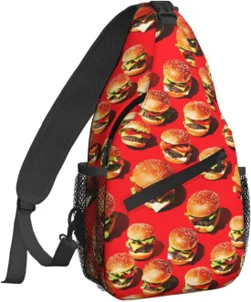 Burger Fast Food Red Sling Bag For Women Crossbody Shoulder Bag Casual Daypack Backpacks Men Chest Bag Gym Cycling Travel Hiking