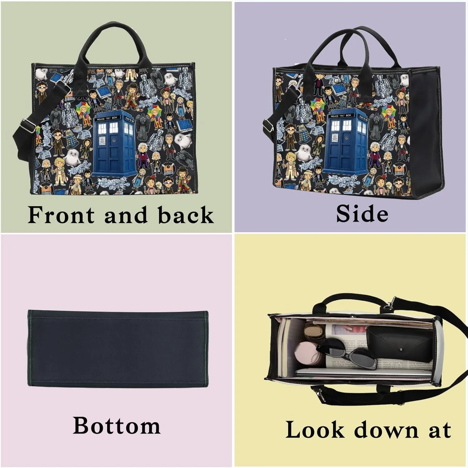 BWWKTOP Police Box Tote Bag William & Patrick Doctor Series Fans Gift Police Box Shoulder Bag For TV Show Fans