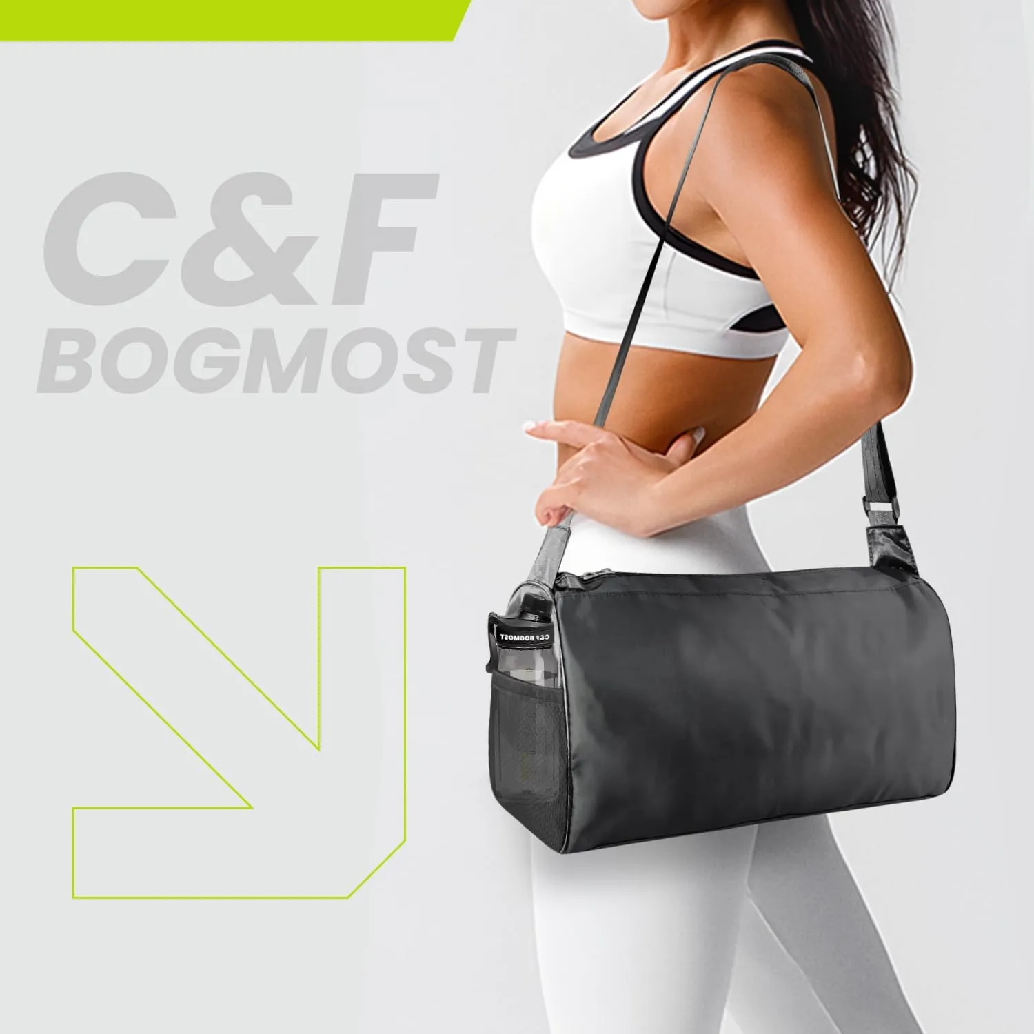 C&F BOGMOST Small Travel Duffel Bag with Shoe Compartment Foldable Waterproof Gym Bags for Gym Beach Swim Men Women Duffle Bags Lightweight Oxford Cloth Sports Bag-Black
