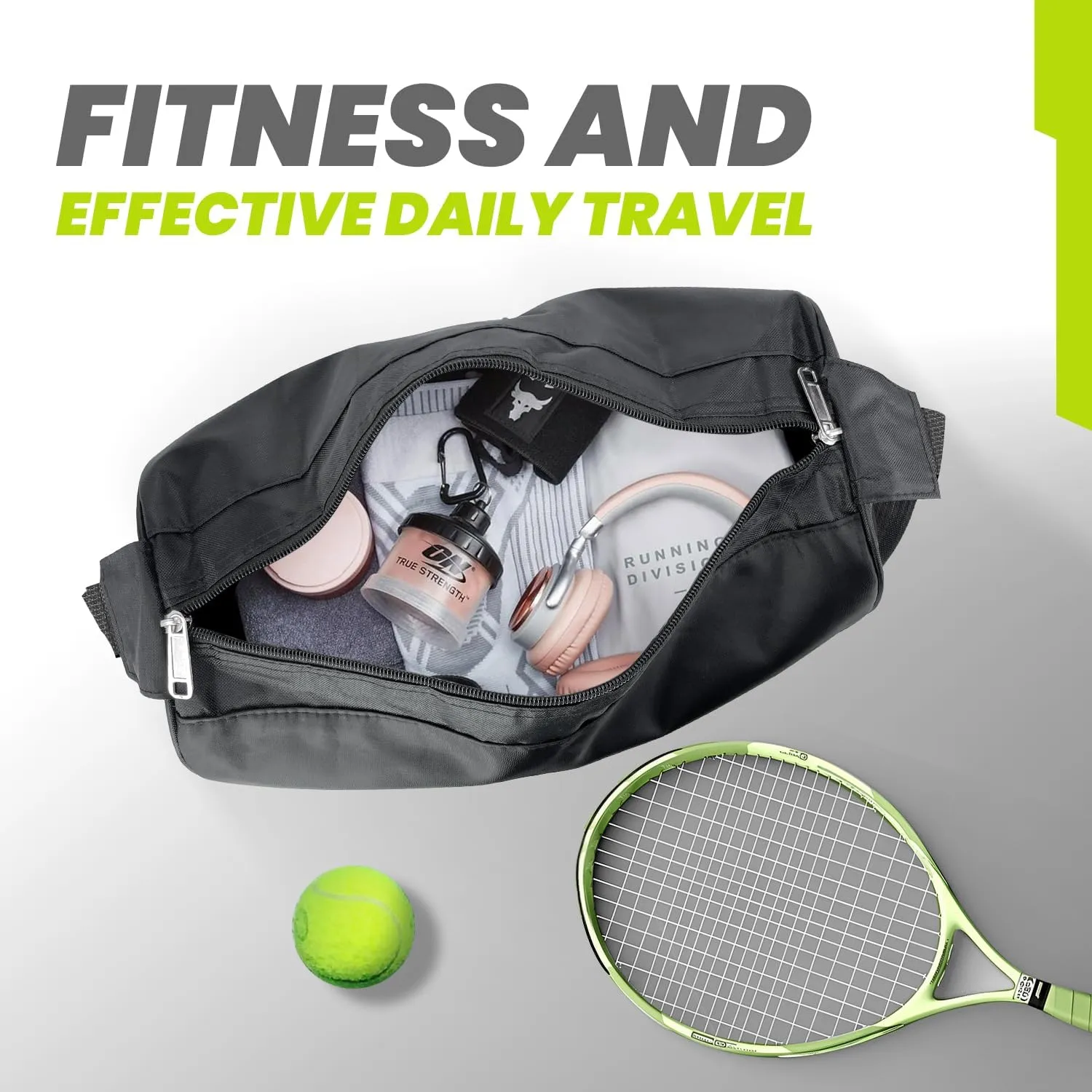 C&F BOGMOST Small Travel Duffel Bag with Shoe Compartment Foldable Waterproof Gym Bags for Gym Beach Swim Men Women Duffle Bags Lightweight Oxford Cloth Sports Bag-Black