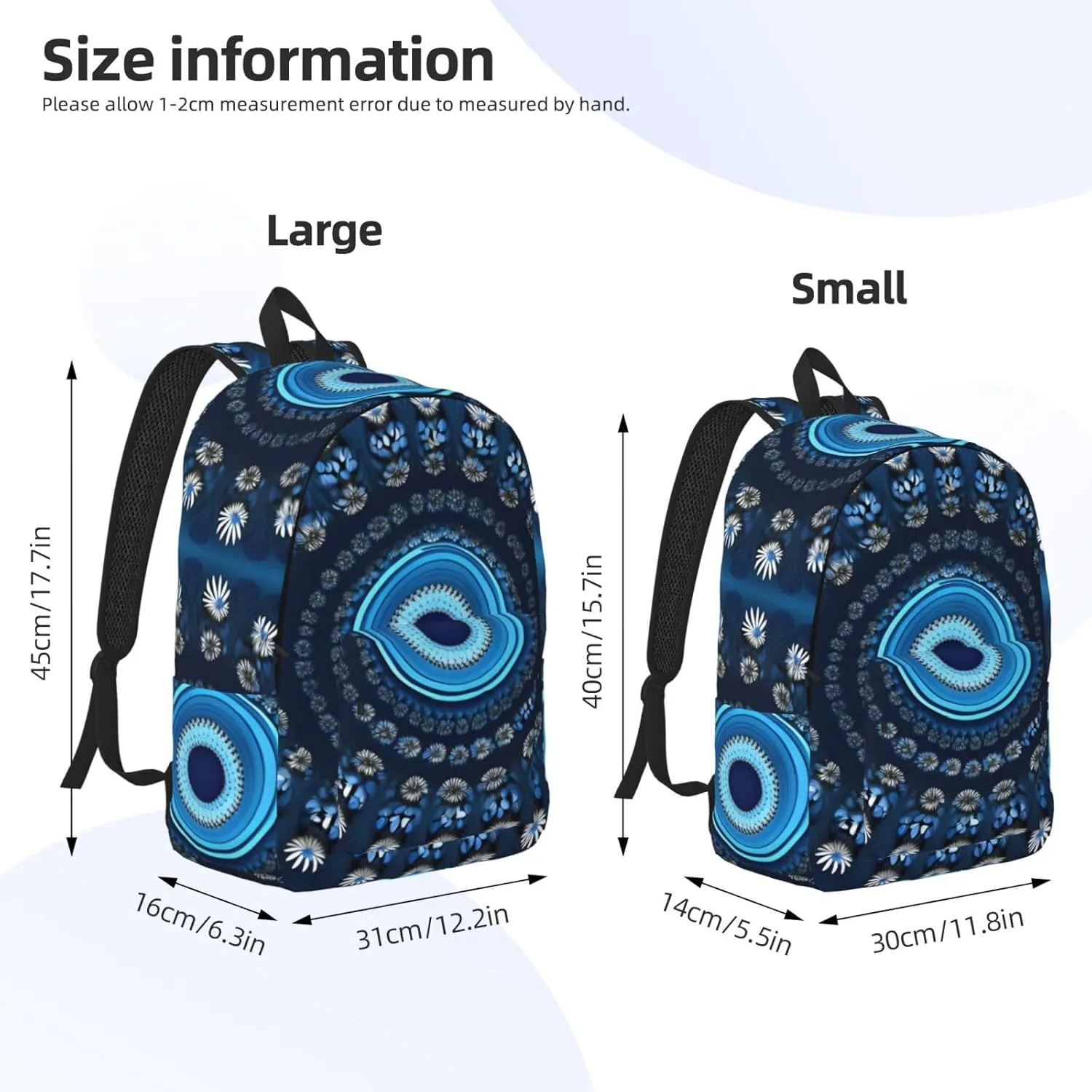 Casual Canvas Backpack, Laptop Rucksack,Shoulder Travel Camping Hiking Backpacks for Men Women-Blue Mini Flower Swirl