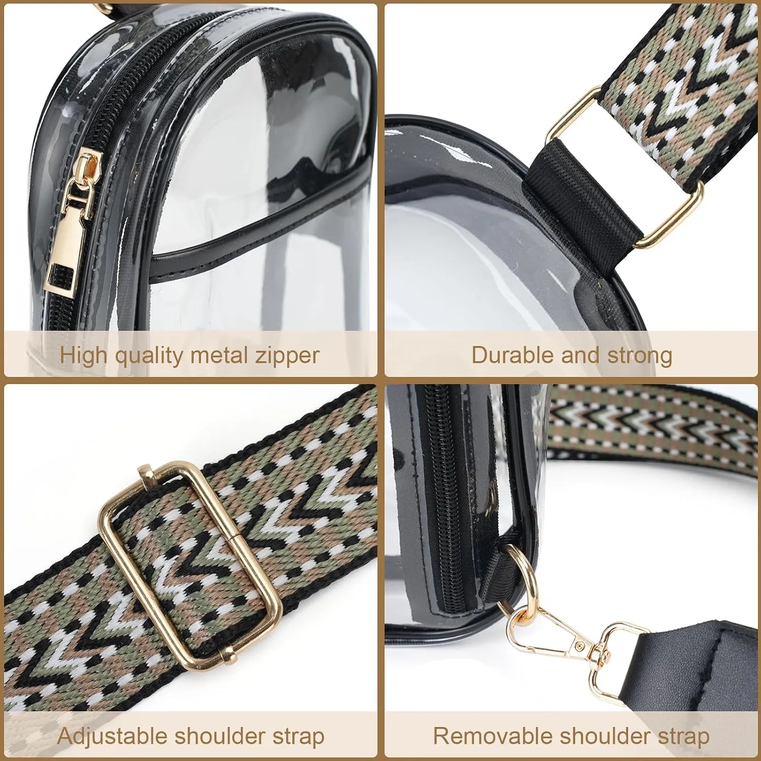Clear Sling Bags for Stadium Events, Crossbody Bags for Women Stadium Purses Transparent Fanny Pack for Concerts