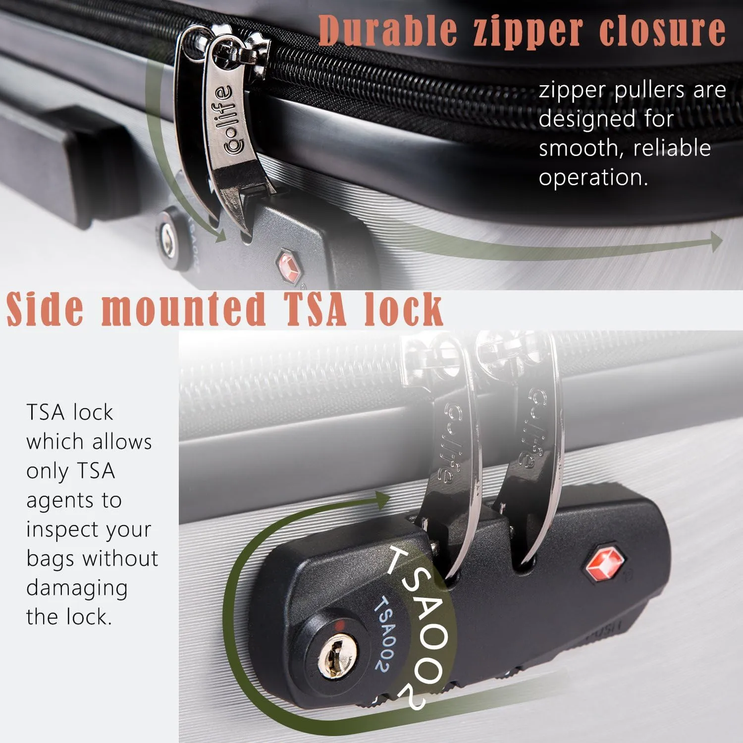 Coolife Luggage Suitcase PC ABS with TSA Lock Spinner Carry on Hardshell Lightweight 20in 24in 28in (wine red, S(20in_carry on))