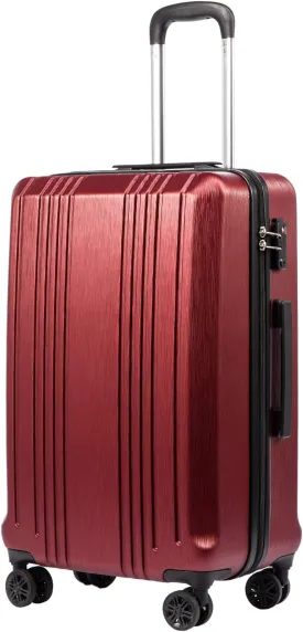 Coolife Luggage Suitcase PC ABS with TSA Lock Spinner Carry on Hardshell Lightweight 20in 24in 28in (wine red, S(20in_carry on))