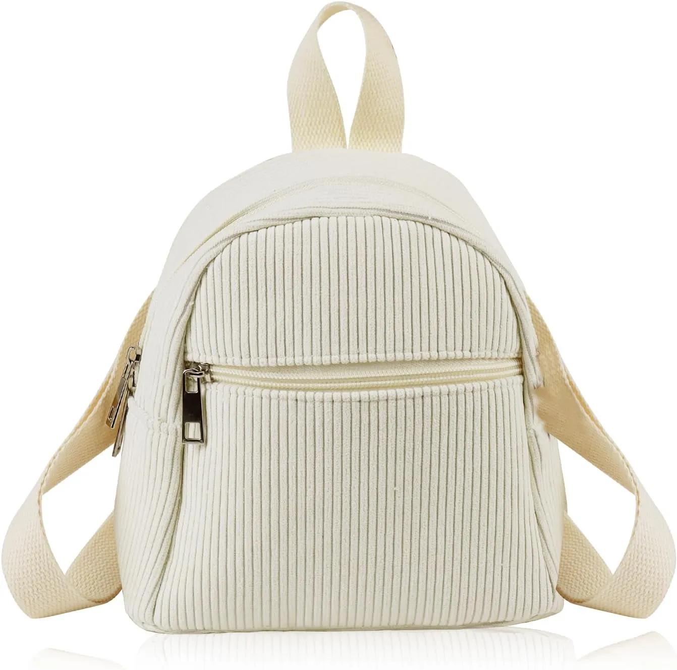 Cute Mini Backpacks, Corduroy Tiny Backpack Small Backpack for Women and Girls, Portable Ladies Backpack (white)