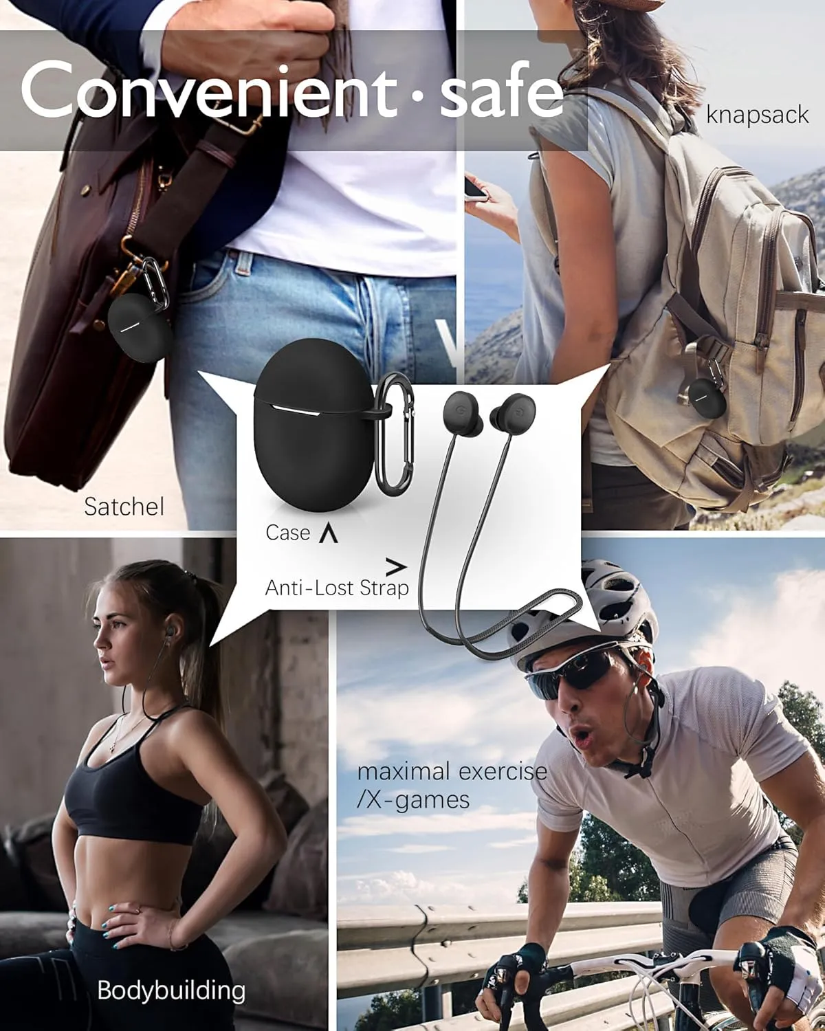 for Pixel Buds Pro 2 Case (2024), Anti-Lost Strap, Silicone Cover with Keychain, Sports Lanyard for Women Men Girl boy Compatible with Google Pixel Buds Pro 2(Coral Orange Case Black Strap)