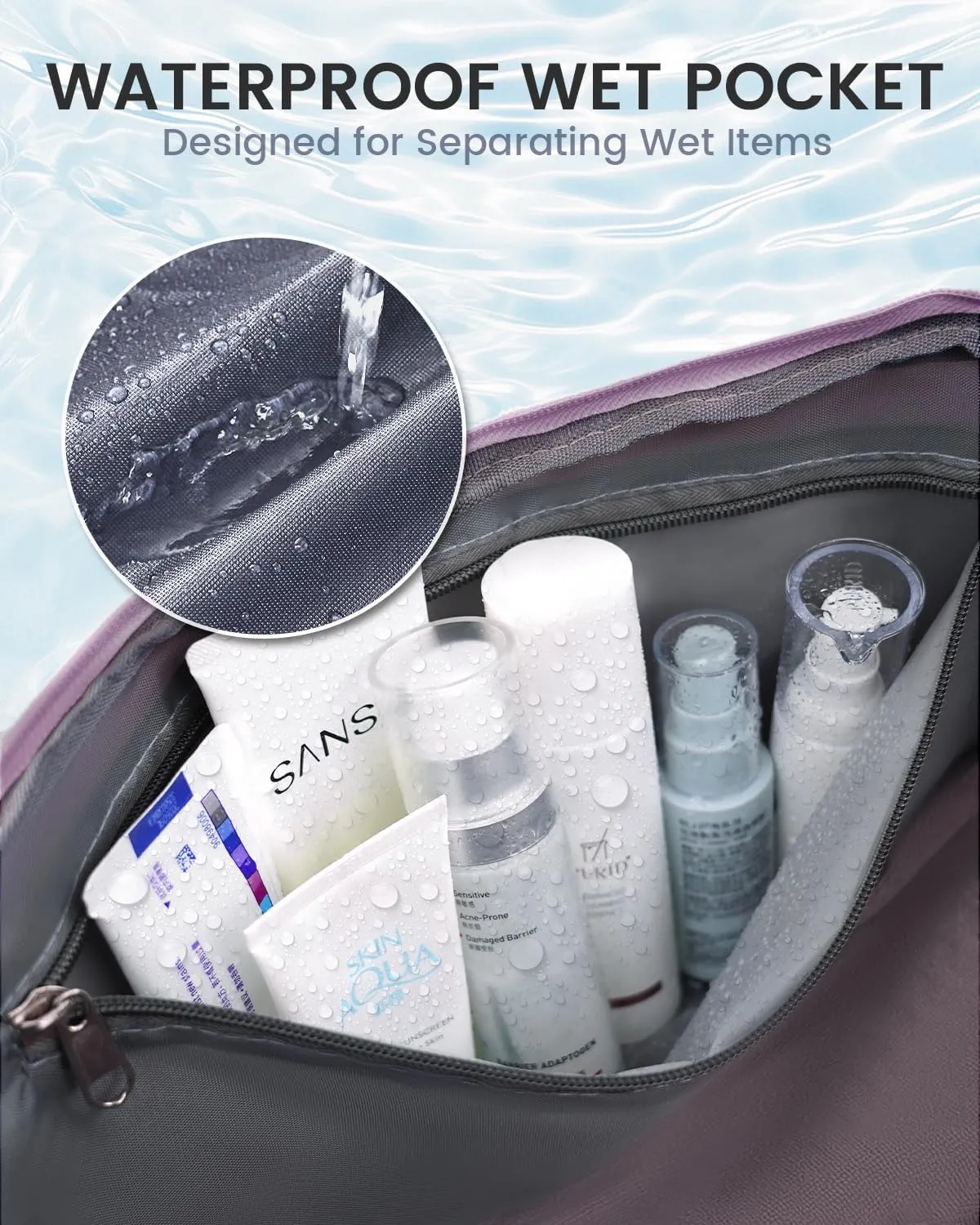For Spirit Airlines Personal Item Bag 18X14X8 Carry On Travel Duffle Bags for Airplanes Women Men with Wet Pocket Weekender with Shoe and Toiletry Bags, Purple