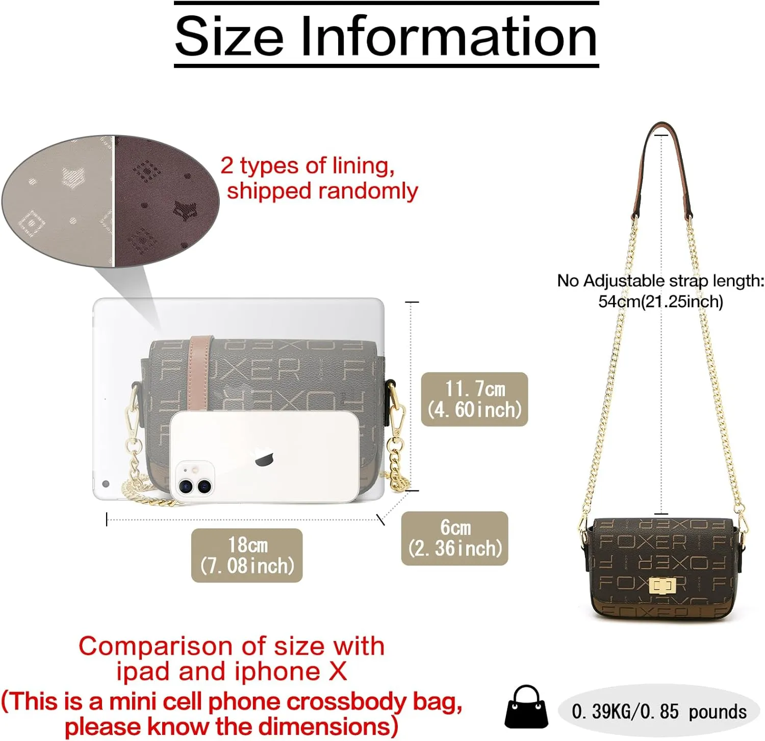 FOXLOVER Small Crossbody Bag for Women PVC Leather Cell Phone Holder Credit Card Slot Shoulder Bag Purse Lightweight Handbags