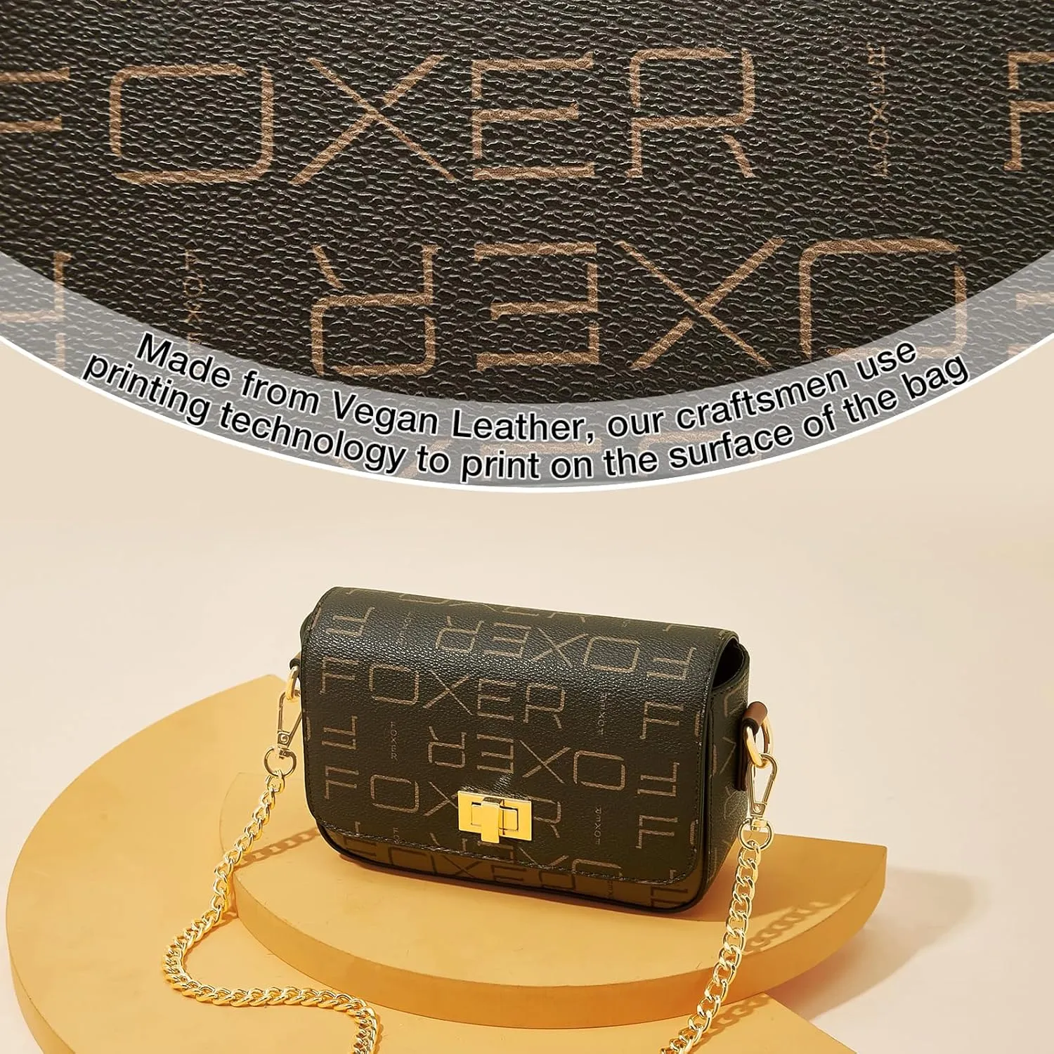 FOXLOVER Small Crossbody Bag for Women PVC Leather Cell Phone Holder Credit Card Slot Shoulder Bag Purse Lightweight Handbags