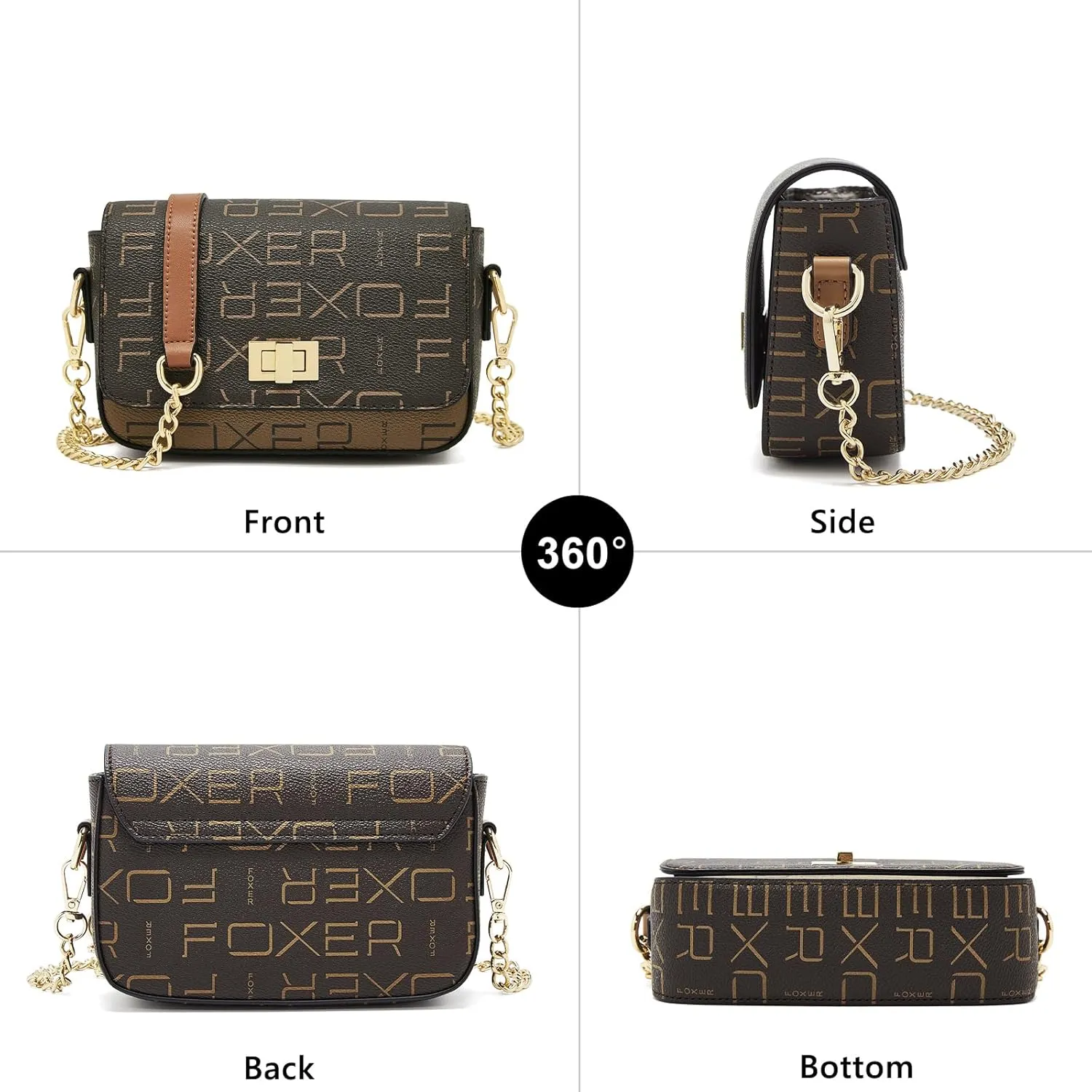 FOXLOVER Small Crossbody Bag for Women PVC Leather Cell Phone Holder Credit Card Slot Shoulder Bag Purse Lightweight Handbags