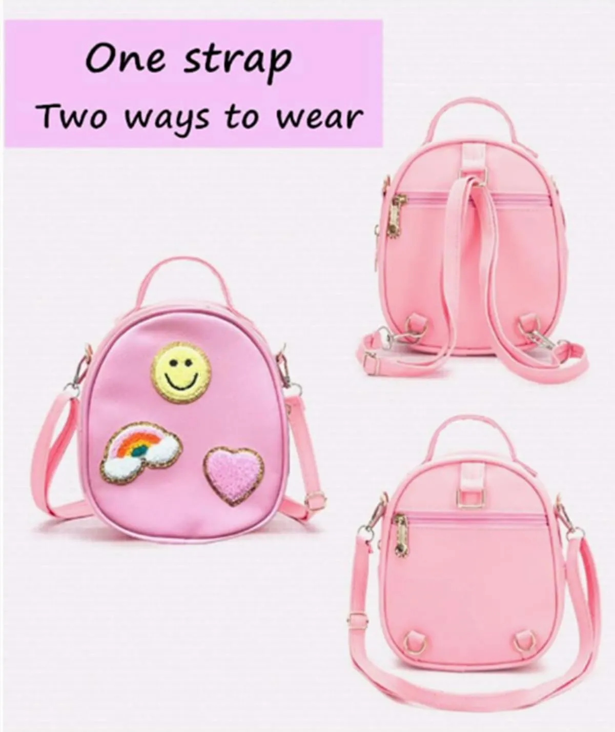 Girls Small Crossbody Bag with Rainbow Heart Girls Novelty Bag Little Girl Purse