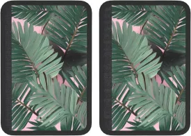 Green Palm Tree Leaves Pink Car Seat Belt Pad 2 Pack Universal Fit Seatbelt Cover Soft and Comfortable Backpack Shoulder Pad Adjustable Neck Cushion Protector Harness Pad for Car Bag