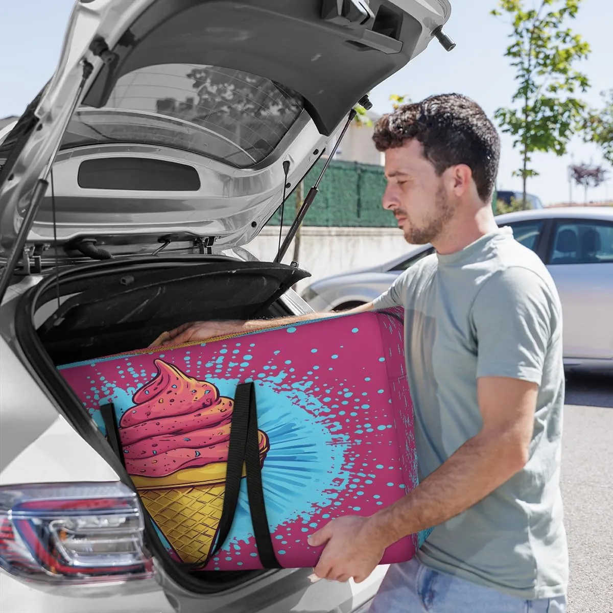 Ice Cream XXL Heavy Duty Extra Large Moving Bags with Strong Zipper, Storage Tote Supplies Packing Boxes for Moving, Pink