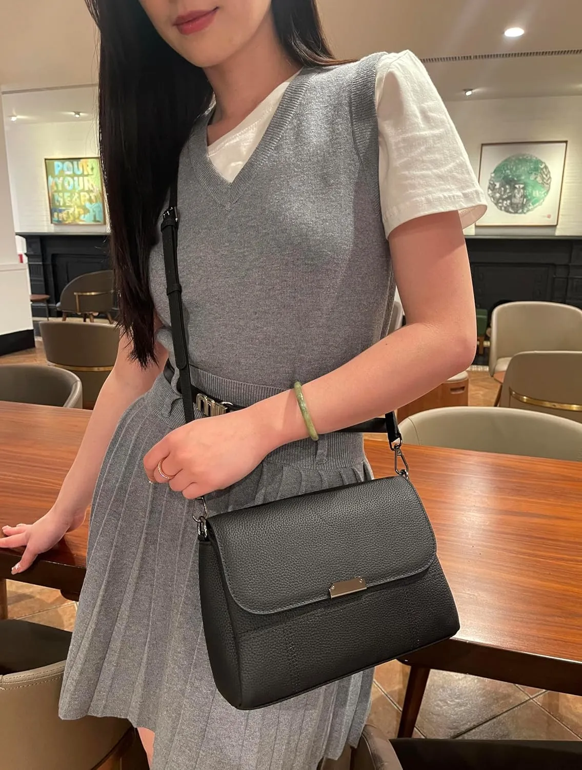 Iswee Genuine Leather Purses for Women Crossbody Bags Designer Shoulder Handbags Ladies Purses Casual Bag