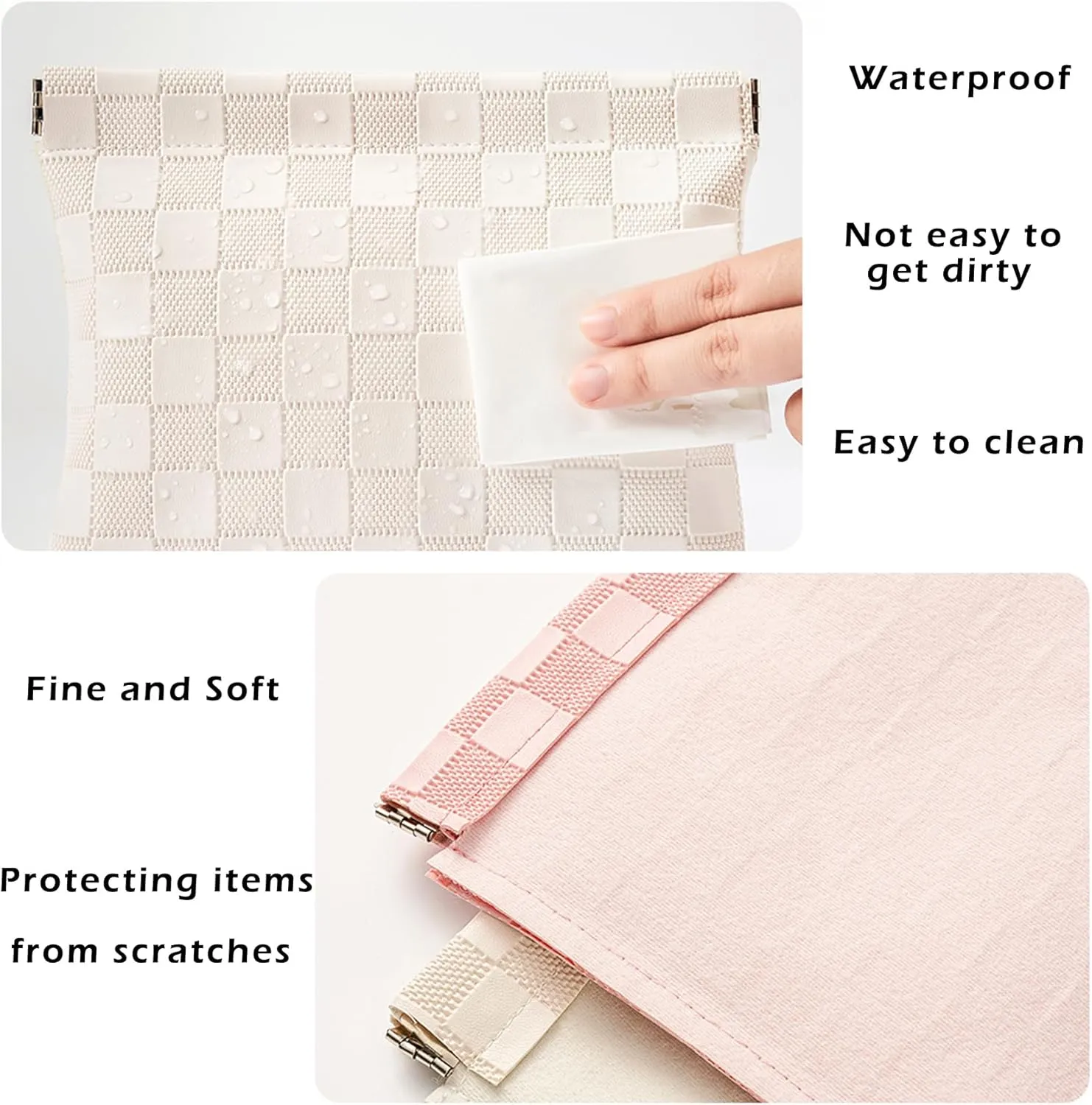 Leather Pocket Cosmetic Bag for Purse,Coin Purse Lipstick Cosmetic Accessories Organizer, Travel Kit Storage Pouch,Waterproof Portable No Zipper Self-closing