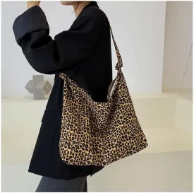 Leopard Print Tote Bag Shoulder Bag Soft & Lightweight Large Tote Purse Handbag Travel Satchel Gift for Women