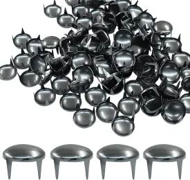 LVADUHF 100Pcs 9mm Round Dome Rivets Spike Studs Spots Metal Claw Beads Nailhead Punk Studs for DIY Leather Craft Clothes Belt Bag Shoes Bracelet, Black