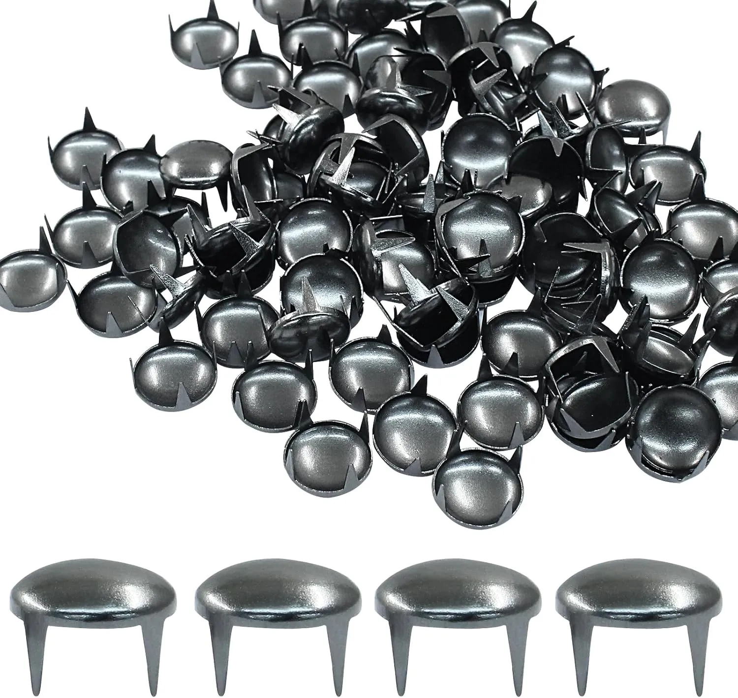 LVADUHF 100Pcs 9mm Round Dome Rivets Spike Studs Spots Metal Claw Beads Nailhead Punk Studs for DIY Leather Craft Clothes Belt Bag Shoes Bracelet, Black