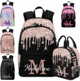 Personalized Casual Unisex School Bags Backpack Ice-Cream Colorful Magical College Shoulders Backpacks with Name