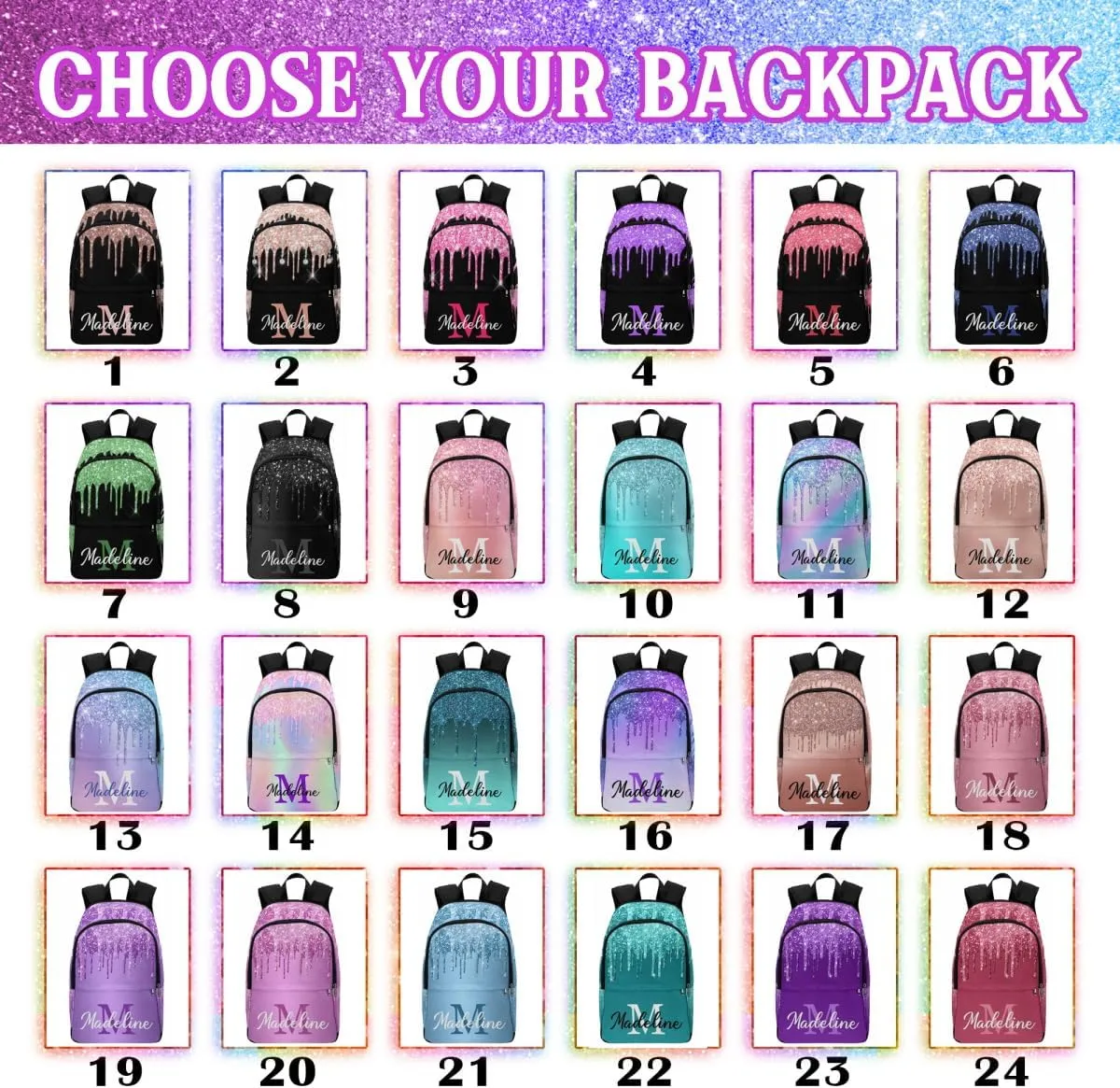 Personalized Casual Unisex School Bags Backpack Ice-Cream Colorful Magical College Shoulders Backpacks with Name
