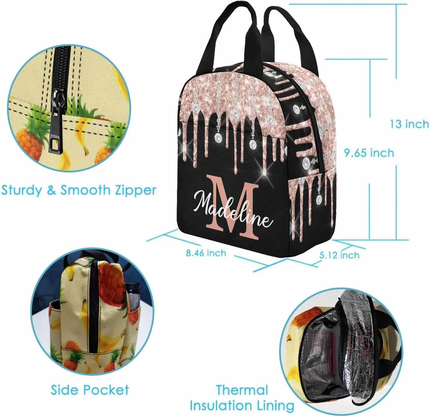 Personalized Casual Unisex School Bags Backpack Ice-Cream Colorful Magical College Shoulders Backpacks with Name