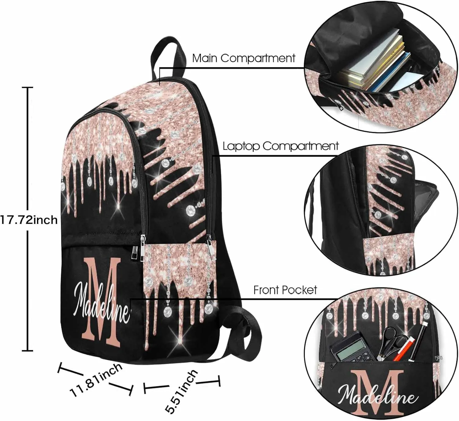 Personalized Casual Unisex School Bags Backpack Ice-Cream Colorful Magical College Shoulders Backpacks with Name
