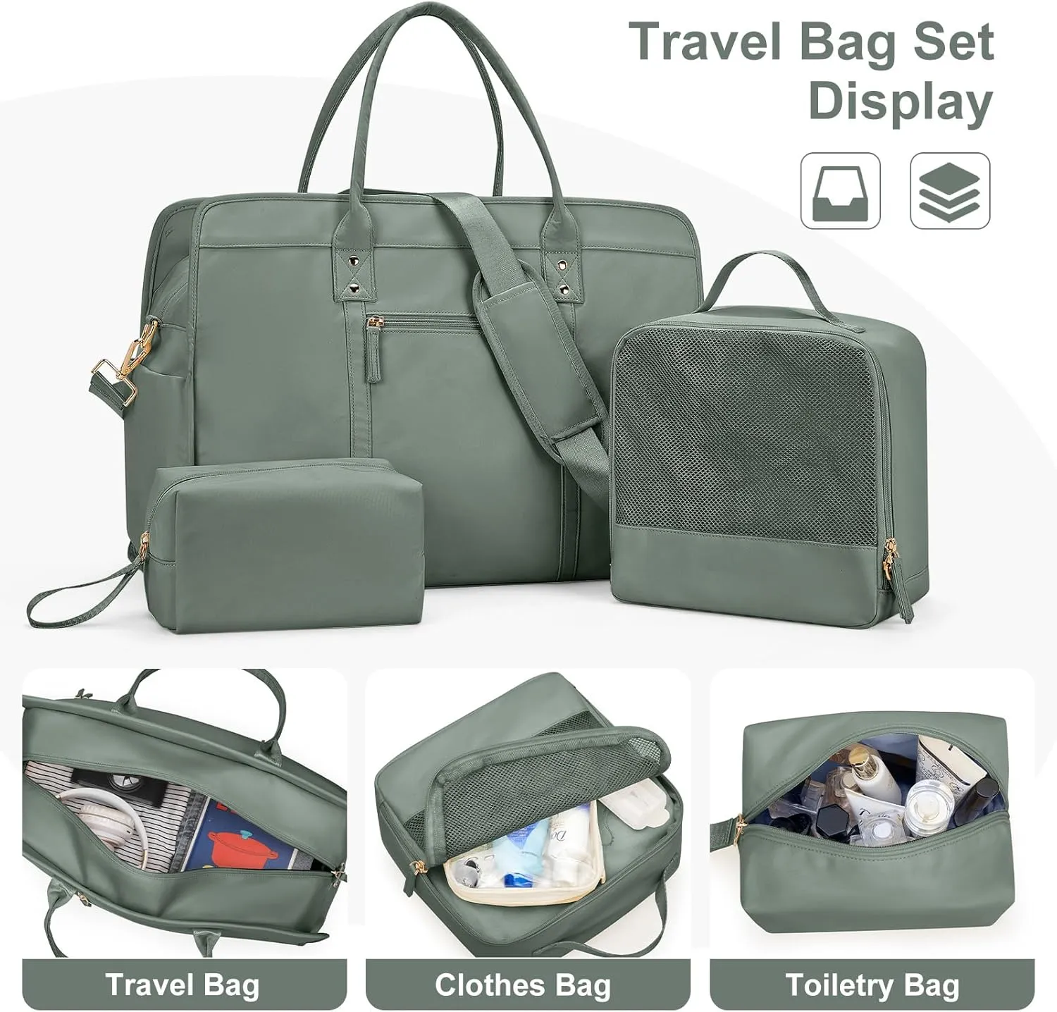 Weekender Bags for Women Travel, Travel Bag with Shoe Compartment, Overnight Duffel Bag with Wet Pocket & Trolley Sleeve
