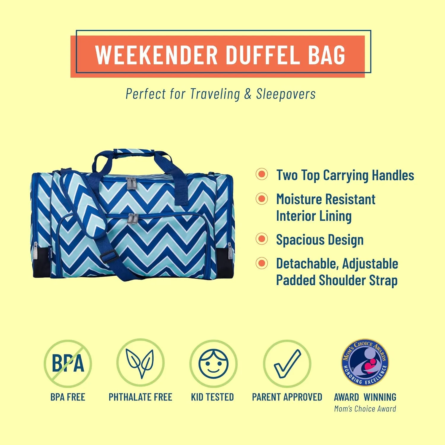 Wildkin Kids Weekender Duffel Bag  Carry-On Size for School, Travel, & Sleepovers