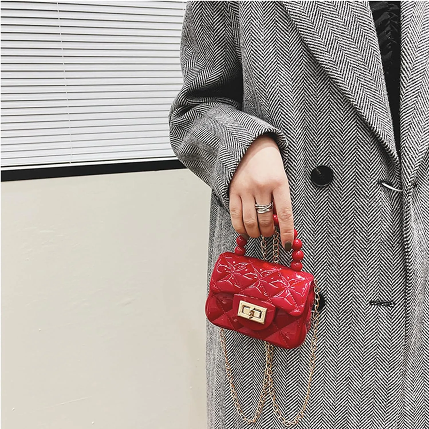 Women Girls Mini Jelly Purse Small Candy Color Jelly Crossbody Bag Cute Princess Shoulder Bag with Pearls Top Handle