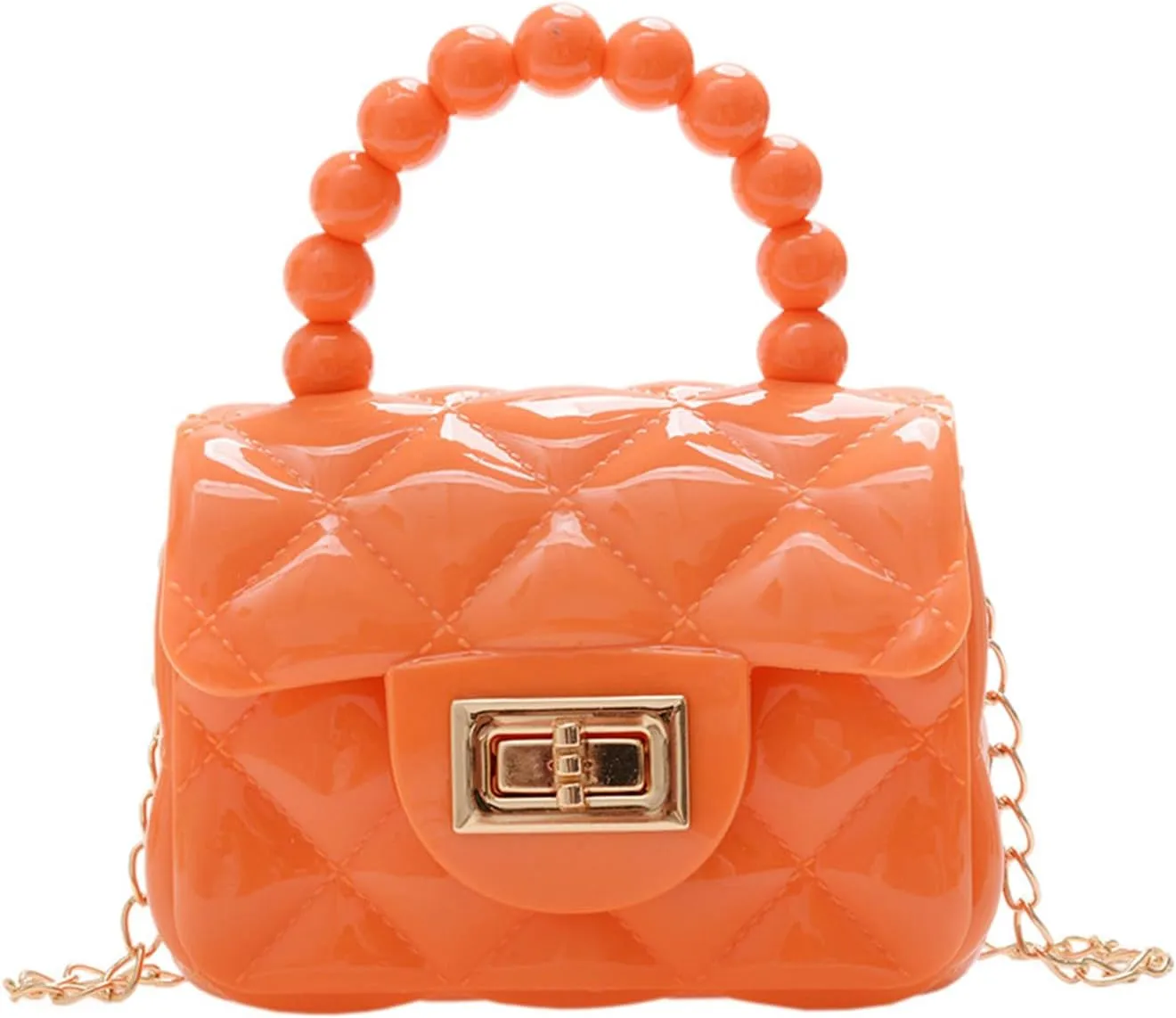 Women Girls Mini Jelly Purse Small Candy Color Jelly Crossbody Bag Cute Princess Shoulder Bag with Pearls Top Handle