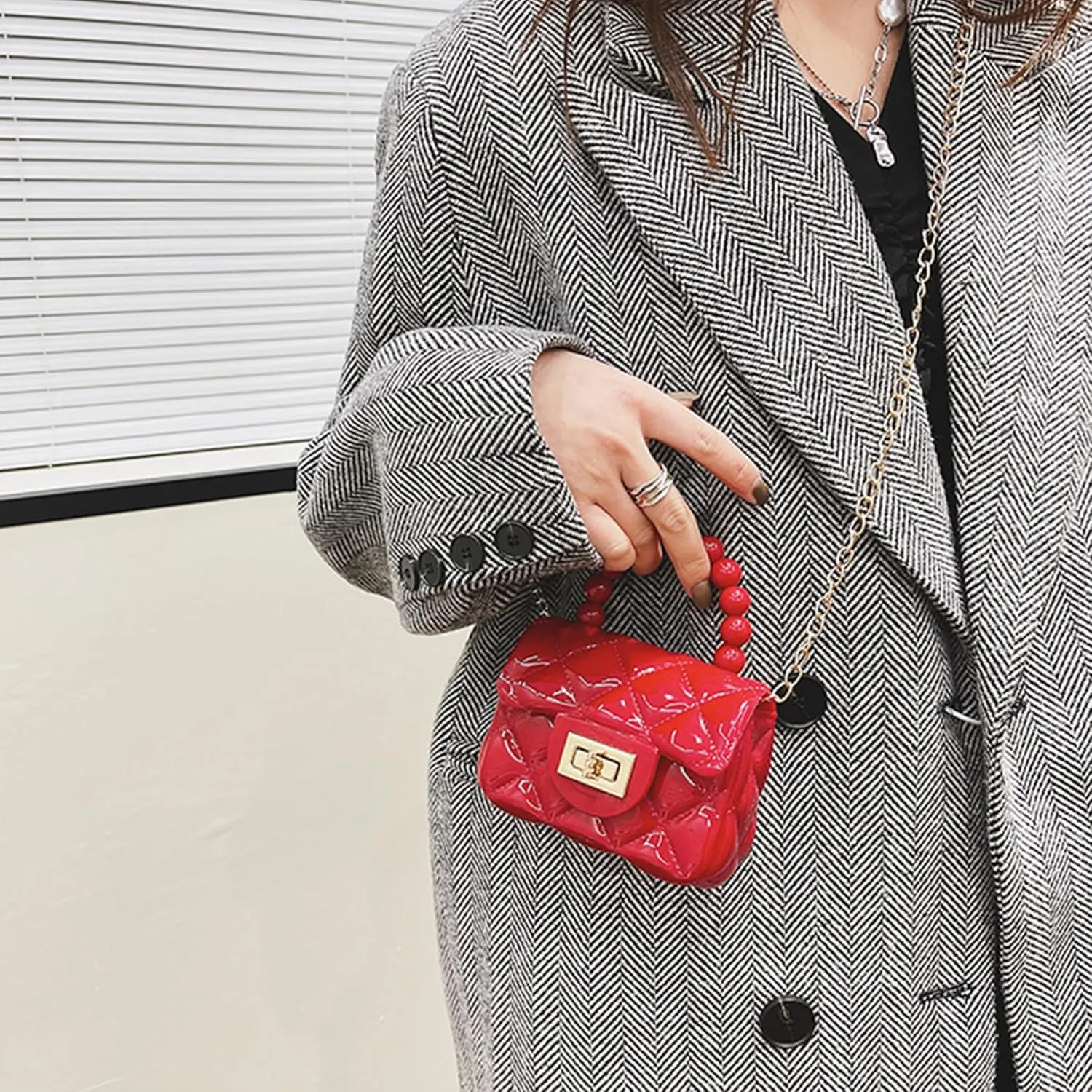 Women Girls Mini Jelly Purse Small Candy Color Jelly Crossbody Bag Cute Princess Shoulder Bag with Pearls Top Handle